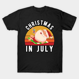 Christmas In July T-Shirt Funny Santa Summer Beach Vacation T-Shirt